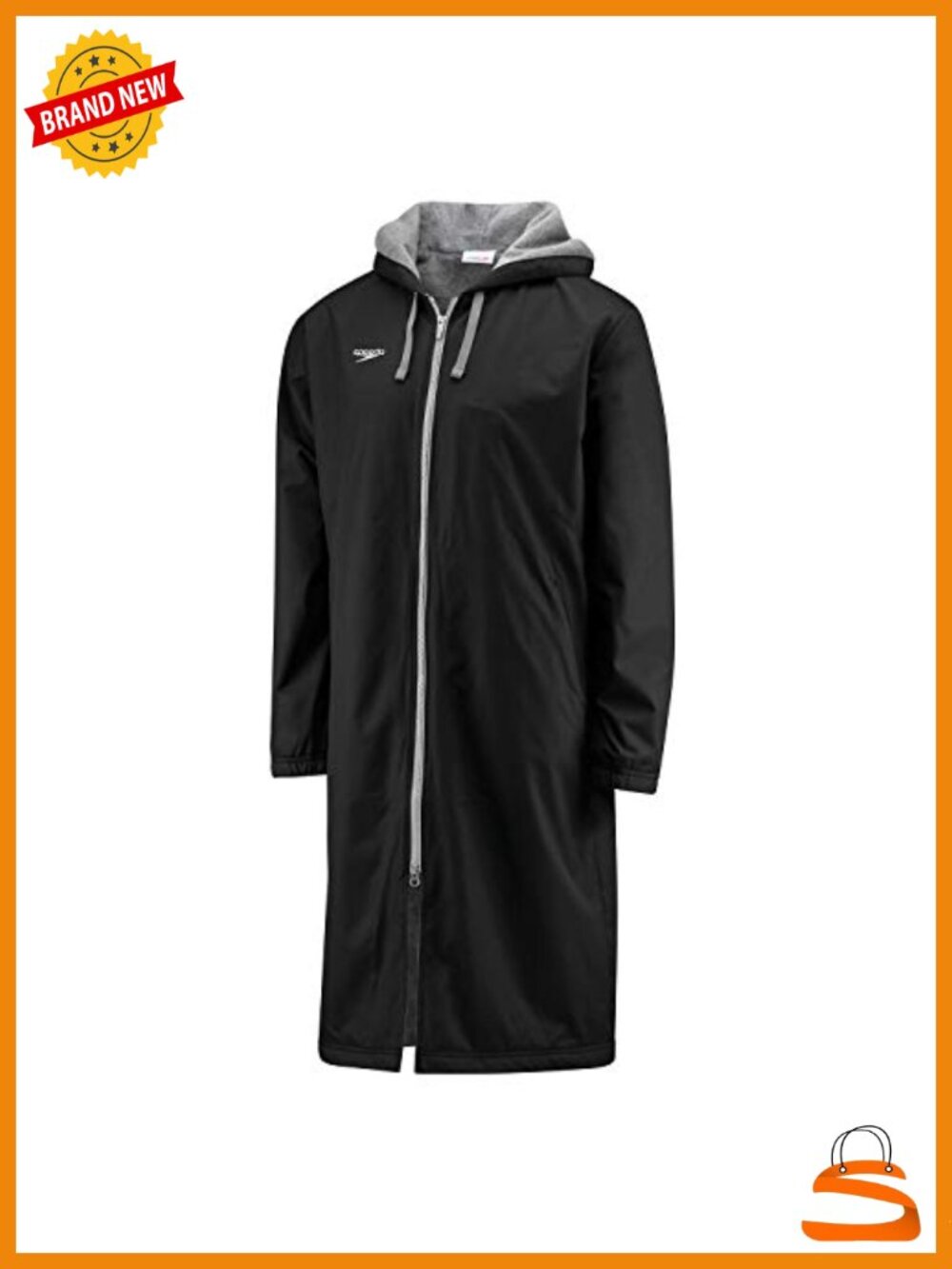 Speedo Fleece Lined Hooded Parka Jacket Water Resistant Team Coat